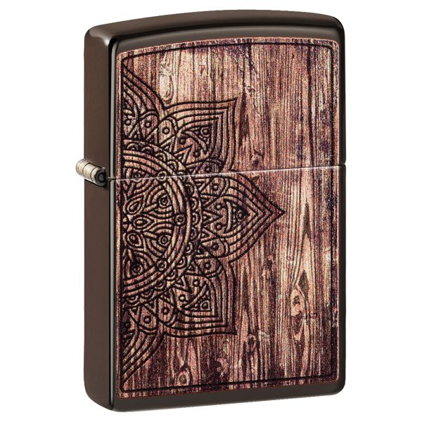 ENCEND. ZIPPO 49180 WOOD MANDALA DESIGN