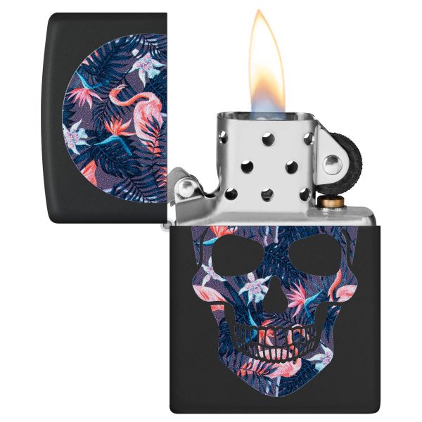 ENCEND. ZIPPO 218 FLAMINGO SKULL DESIGN