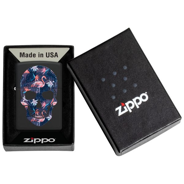 ENCEND. ZIPPO 218 FLAMINGO SKULL DESIGN